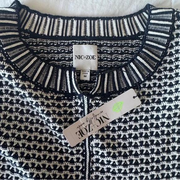 NWT NIC+ZOE Easy Tuck Stitch Pullover Sweater Split Neck Blue Size Medium - Picture 7 of 10